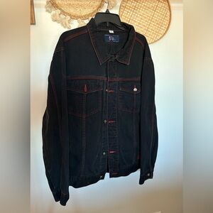 Black and Red Stitching Denim Jacket